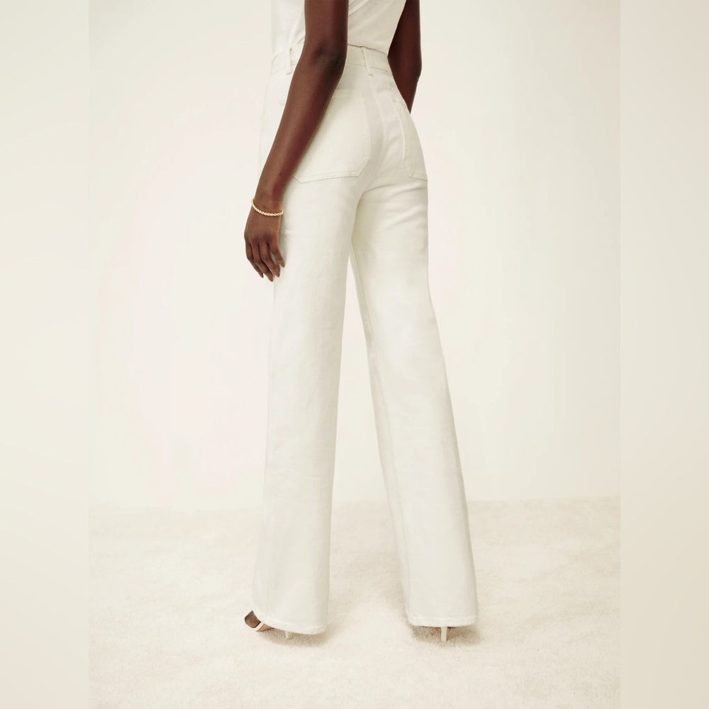 Reformation Alyssa High Rise Wide Leg Long Jeans in Vintage White